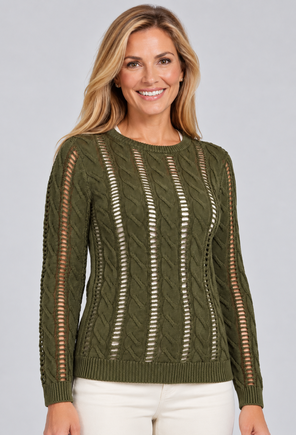 Cotton Cable Knit Sweater - Visit