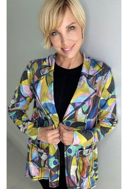 Denim & Floral Insert Coat - Agate