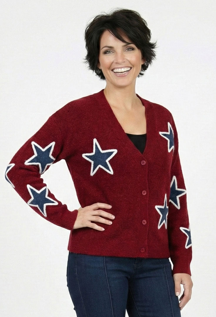Star Button Down Cardigan - Pinwheel