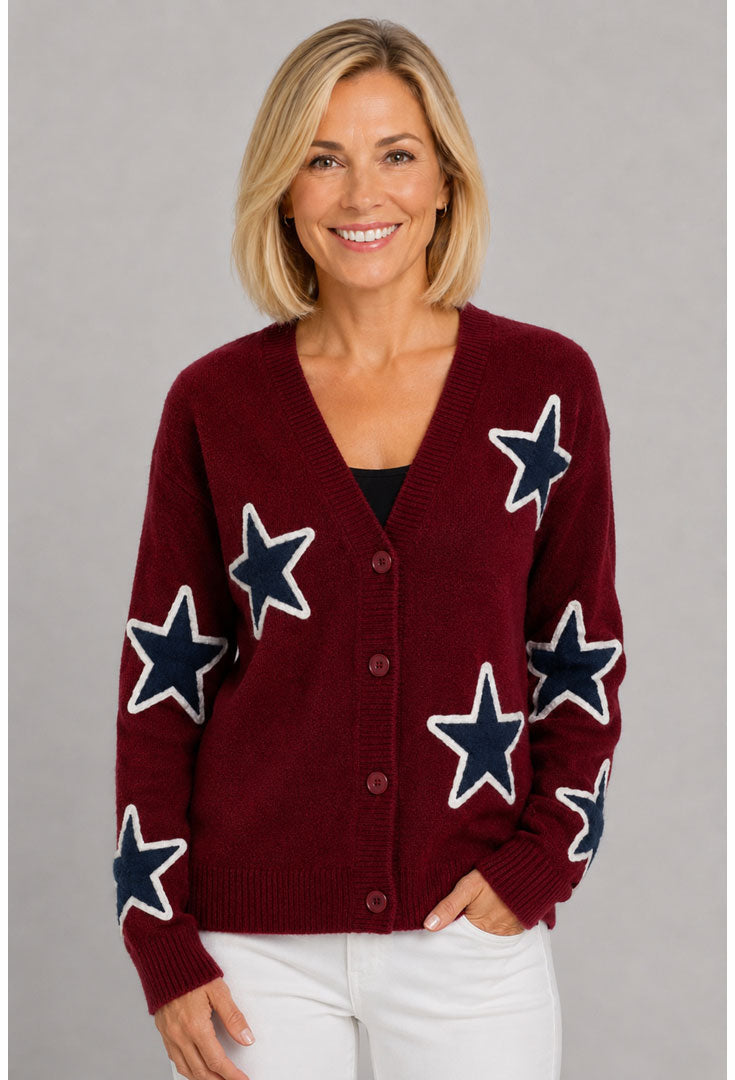 Star Button Down Cardigan - Pinwheel
