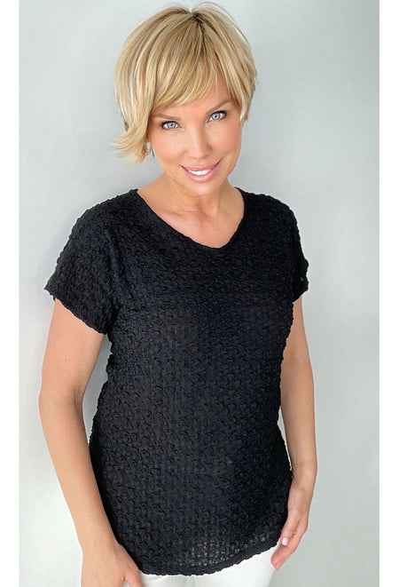 Crinkle Cut V Neck Top - Inspiration