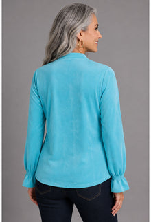 Ruffle Cuff Top - Sapphire