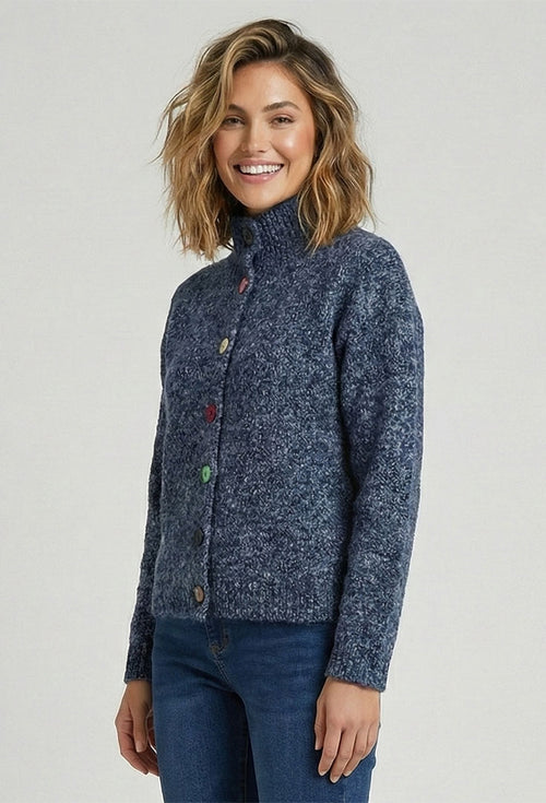 Novelty Knit Cardigan - Indigo