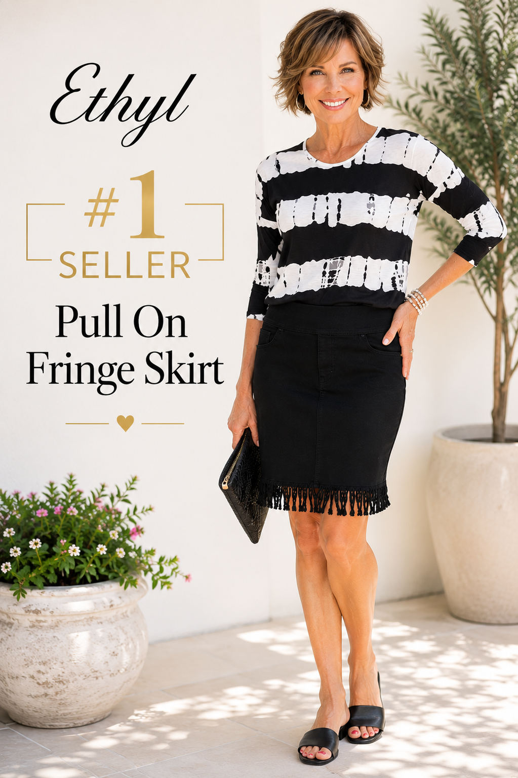 Pull On Fringe Skirt - Precious