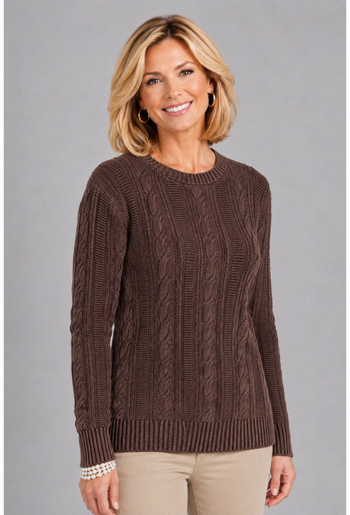 Cotton Cable Pullover Sweater - Learn