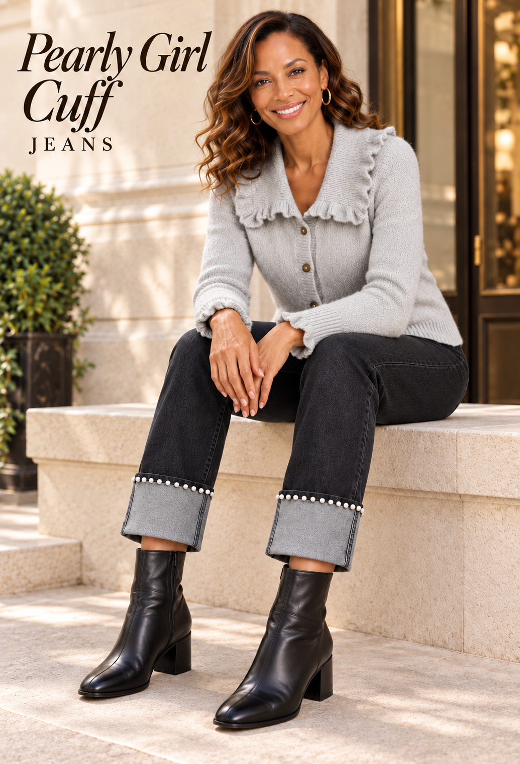 Pearly Girl Cuff Jeans - Idolize