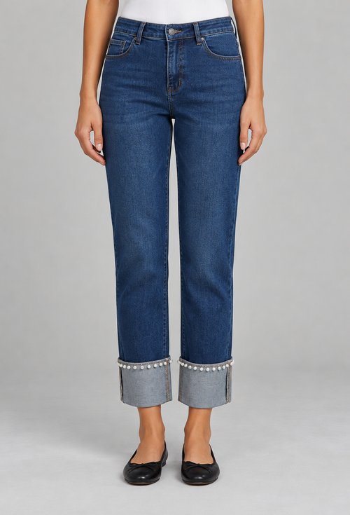 Pearly Girl Cuff Jeans - Plentiful