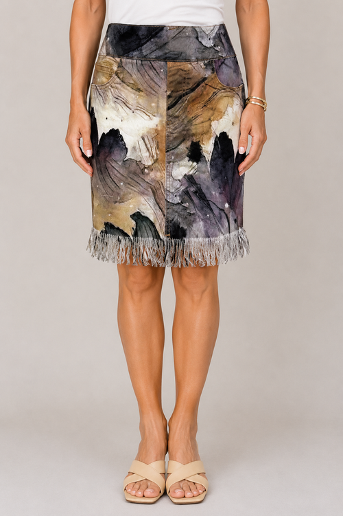Pull On Fringe Skirt - Espresso