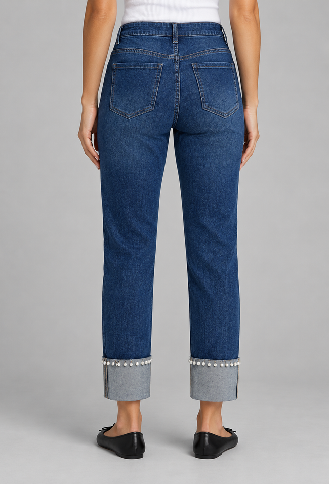 Pearly Girl Cuff Jeans - Plentiful