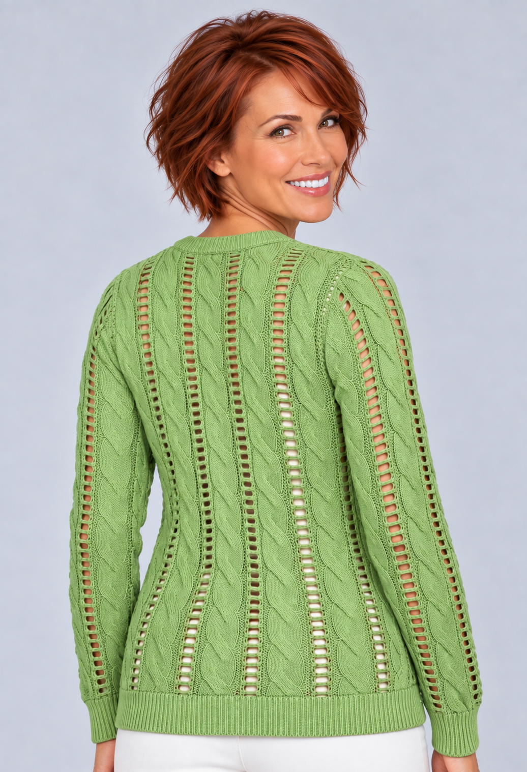 Cotton Cable Knit Sweater - Utility