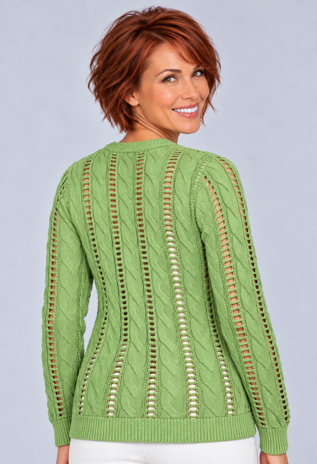 Cotton Cable Knit Sweater - Utility