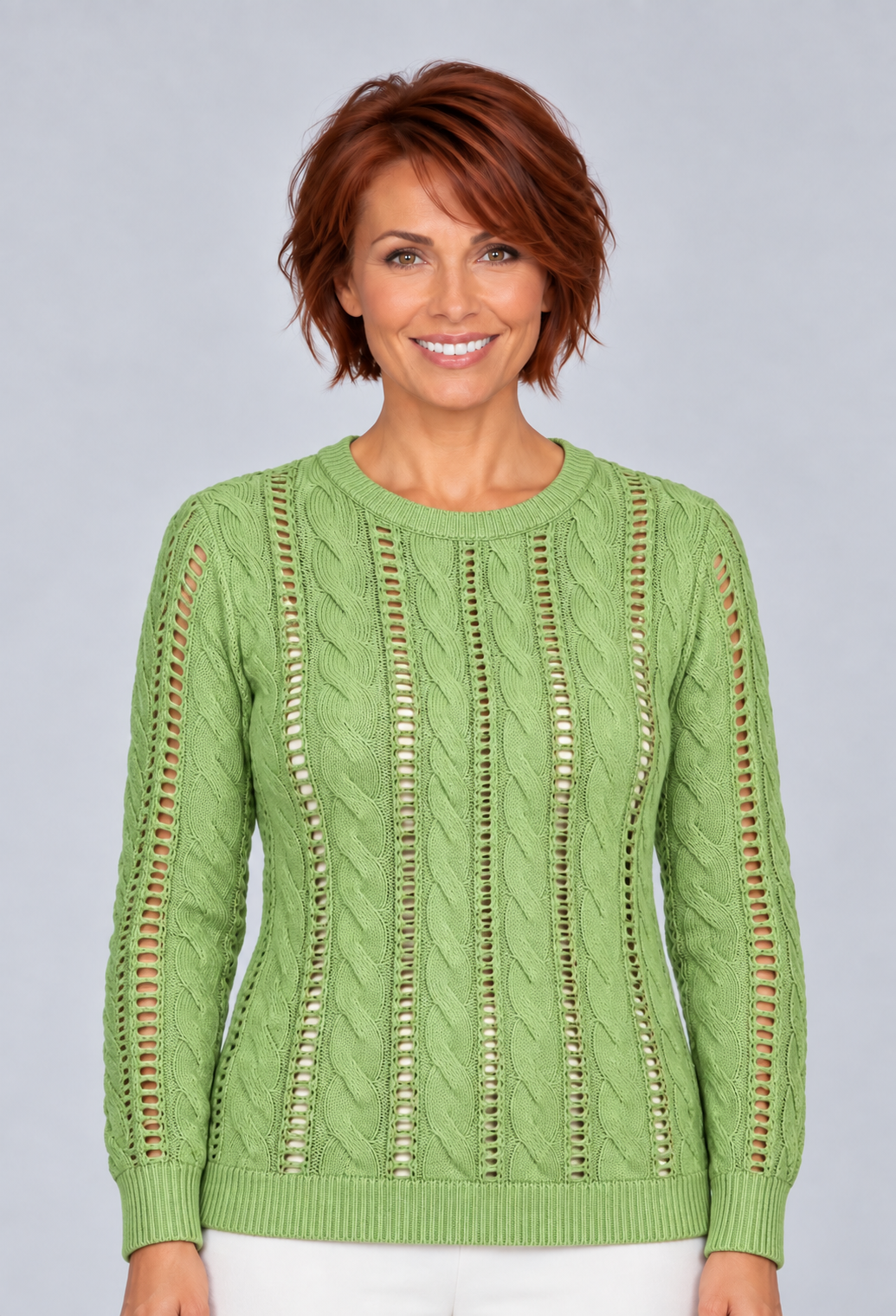 Cotton Cable Knit Sweater - Utility