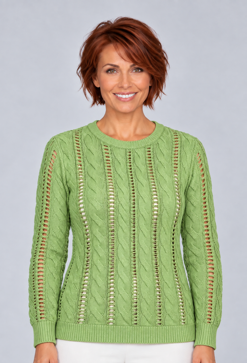 Cotton Cable Knit Sweater - Utility