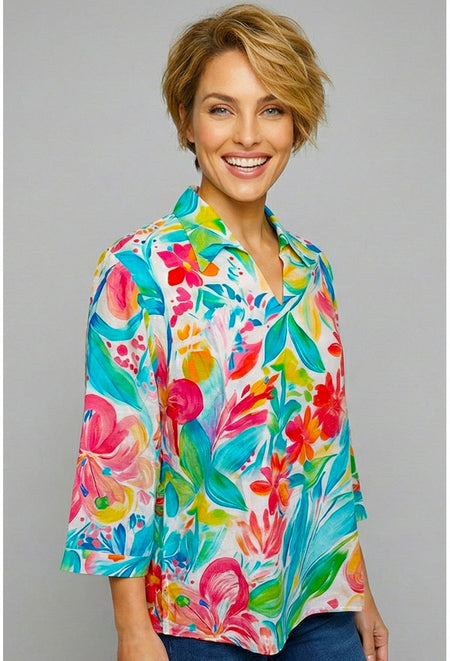Casual Collar V-Neck Blouse - Affluence