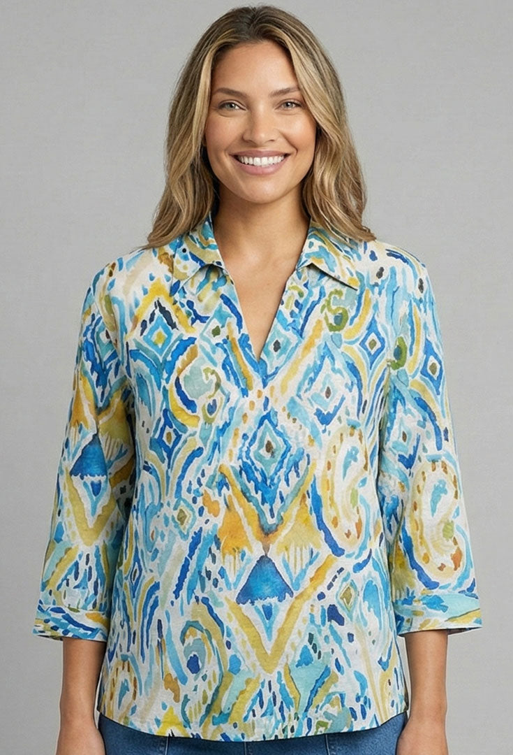 Casual Collar V-Neck Blouse - Affluence