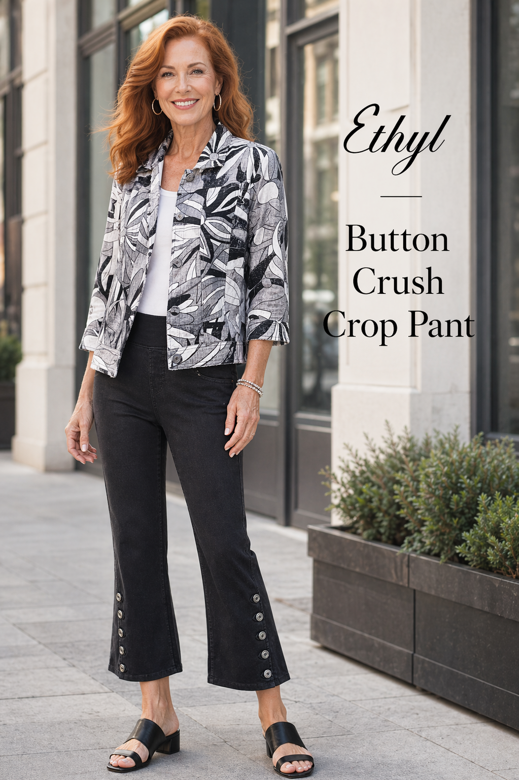 Button Crush Crop Pant - Night Flight