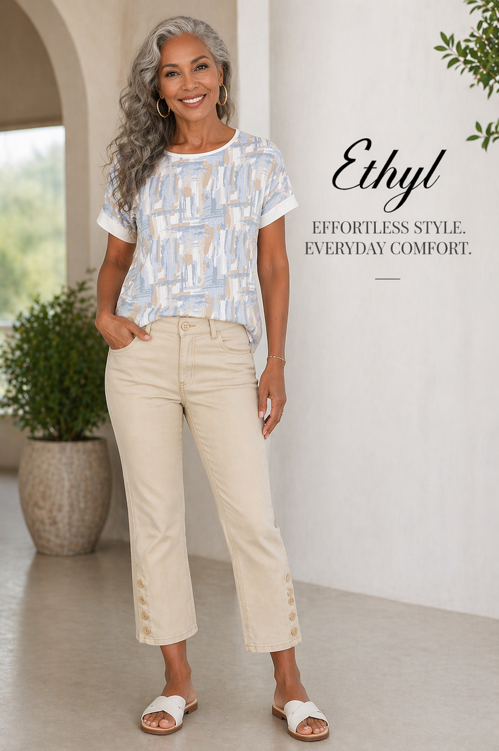 Capri Button Crop - Ashley