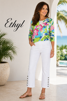 Button Crush Crop Pant - White Gold