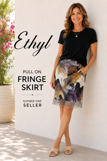 Pull On Fringe Skirt - Espresso