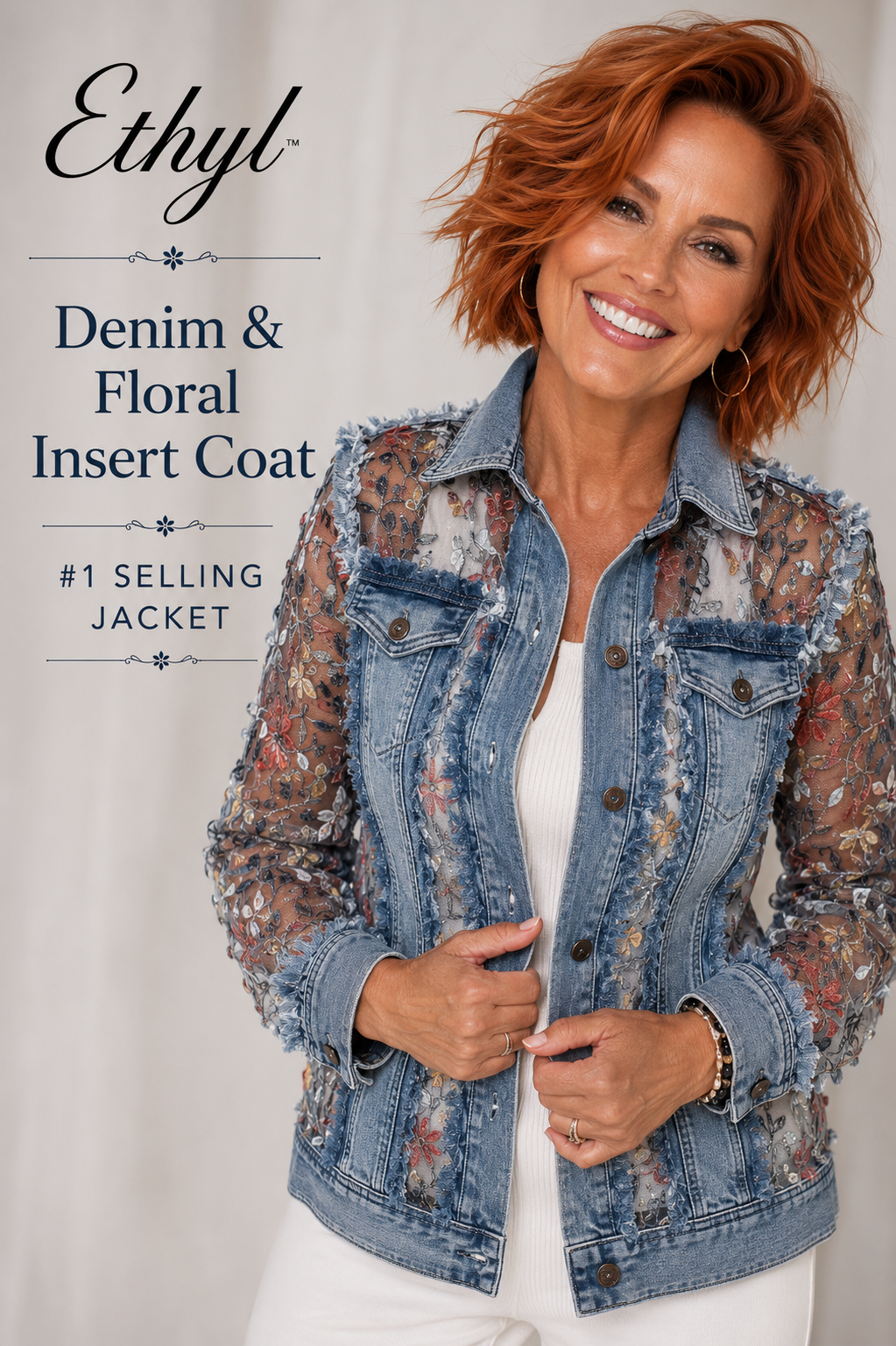 Denim & Floral Insert Coat - Virtue