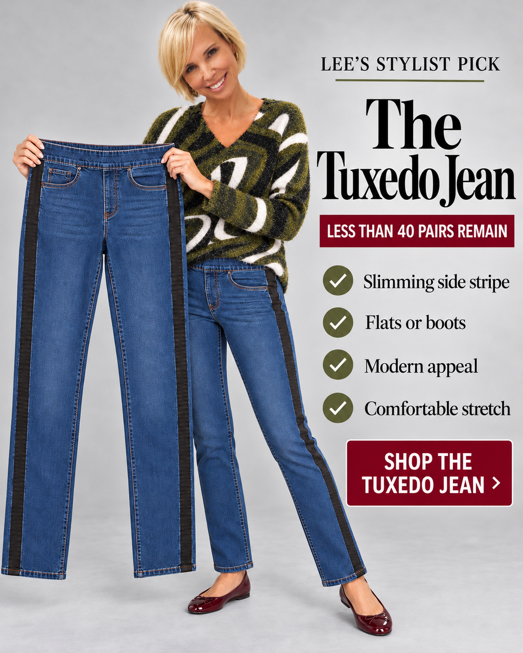 Tuxedo Stretch Jean. - Layout