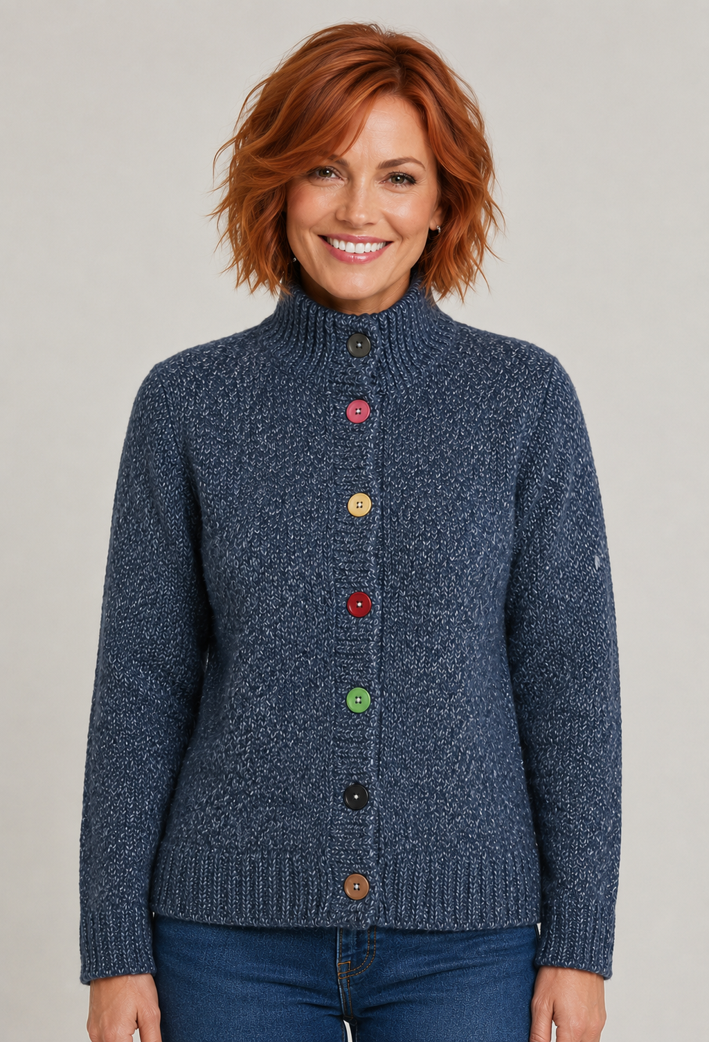 Novelty Knit Cardigan - Indigo