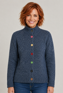 Novelty Knit Cardigan - Indigo