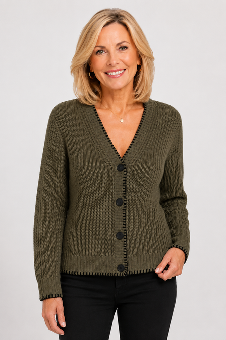 Side Button Sweater - Cypress