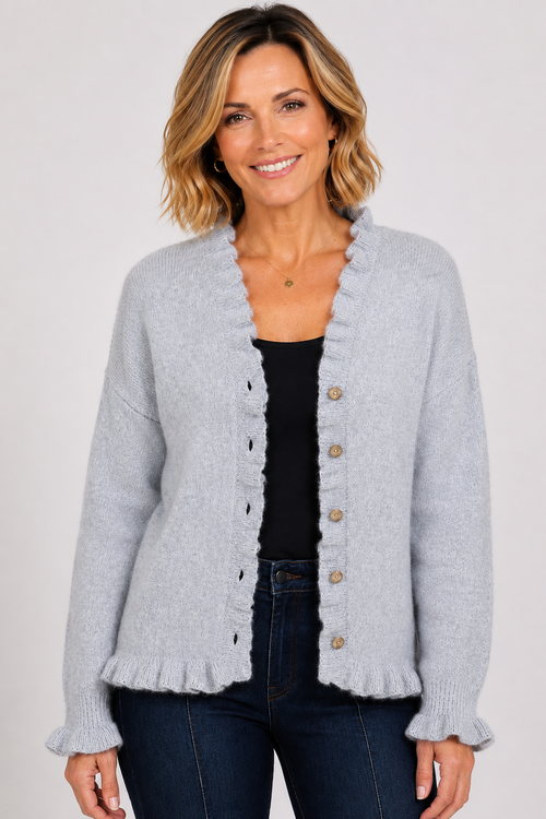 Ruffled Edge Cardigan - Comet