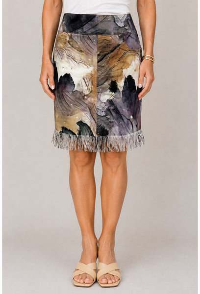 Pull On Fringe Skirt - Espresso