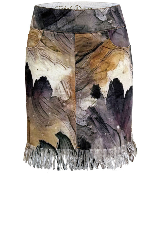 Pull On Fringe Skirt - Espresso