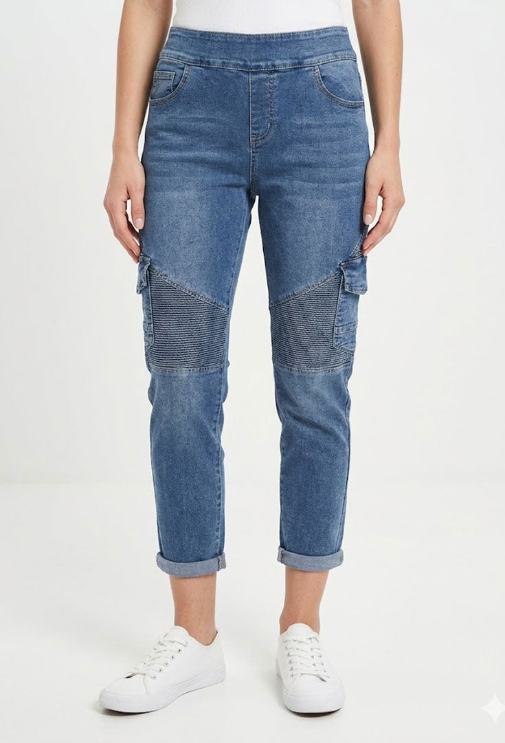 Textured Cargo Jean - Raspberry