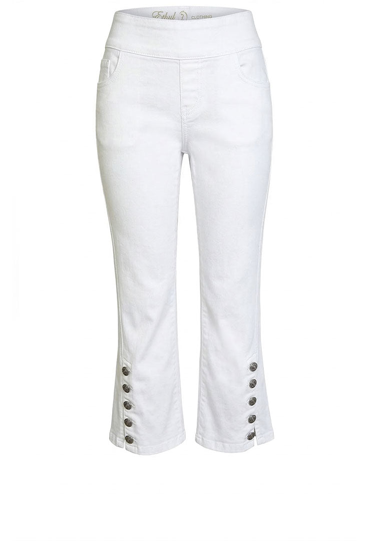 Button Crush Crop Pant - White Gold