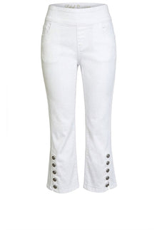 Button Crush Crop Pant - White Gold