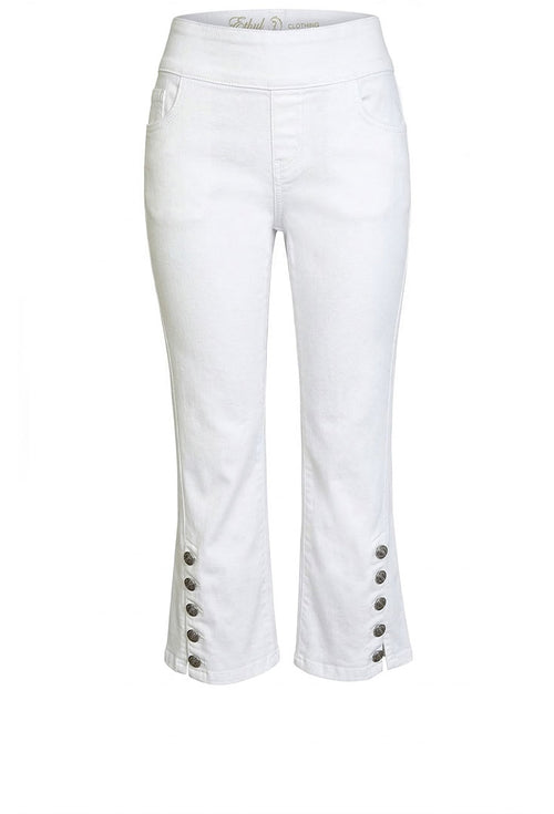 Button Crush Crop Pant - White Gold