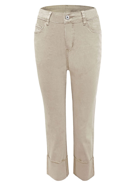 Embroidered Roll Up Pant - Eclair